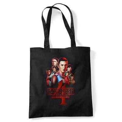 Stranger Things Season Four Poster Lebensmittelgeschäft Reise wiederverwendbare Tragetasche, schwarz