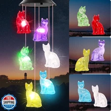 HiSolar Cat Wind Chimes HiSolar Cat Solar Wind Chime Color Changi