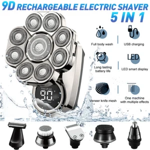 6-in-1 Rasoir électrique sans fil 9D Cheveux Trimmer Bald Tête rasoir pour les hommes humide sec