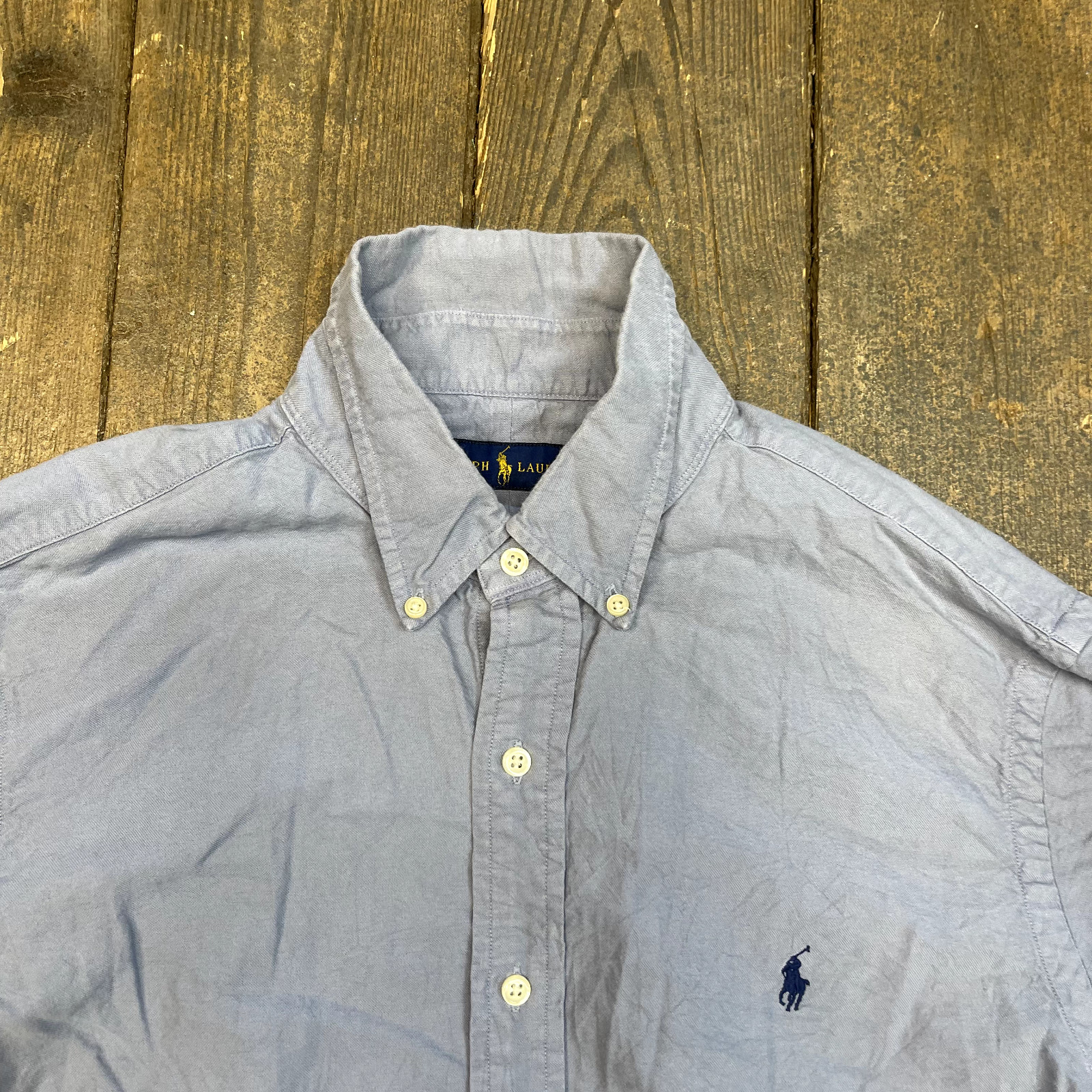 Ralph Lauren Shirt Vintage Small Pony Button Up Top, Blue, Mens Large image 7