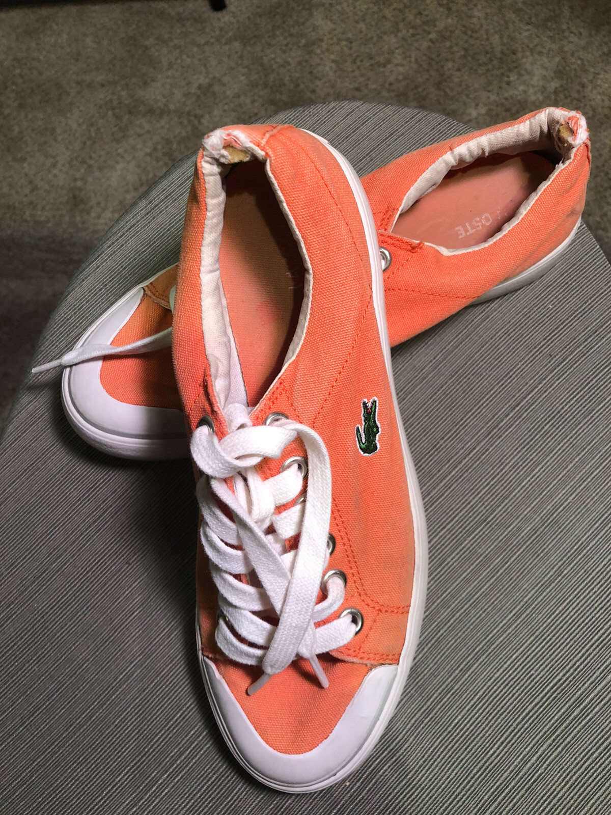 orange canvas shoes