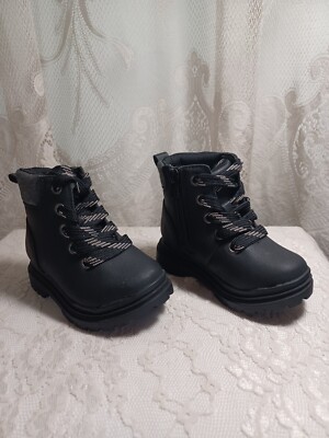 Toddler Boy's Axel Boots Black Hiking High Top Zip & Lace - Cat & Jack Size 6
