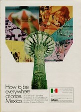 1969 México Turismo Arte Amante Playas Comida Gourmet Juego Bebida Anuncio Impreso De Colección