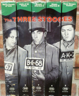 The Three Stooges 5 VHS set Simply Hilarious 1 & 2, Jack of All Trades, and more
