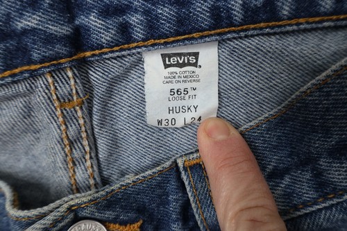Vintage Y2K 2001 Levis 565 Boys Husky 30x24 Faded Loose Fit Wide Leg Denim Jeans - Picture 9 of 15