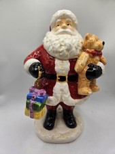 Santa Claus With Teddy Bear And Dangling Present 8 Inches Tall