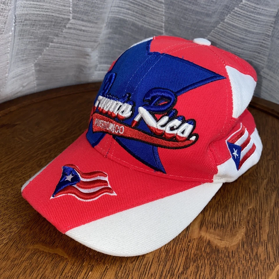 Puerto Rico Hat Cap Adjustable Strapback Red White Blue Unisex Adult Embroidered - Image 2 of 4