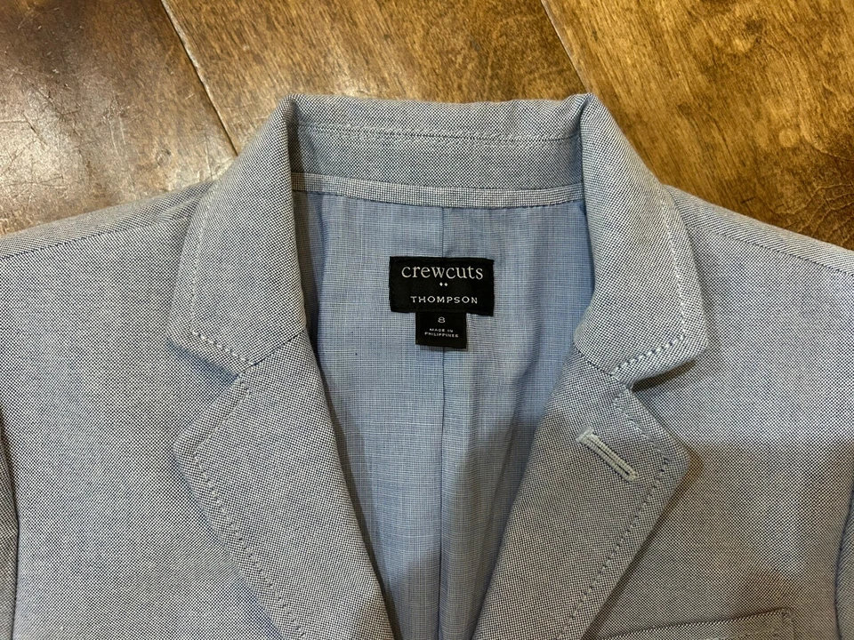 Casaco esportivo Crewcuts Thompson masculino blazer de 2 botões tecido oxford azul tamanho 8 - Imagem 2 de 4