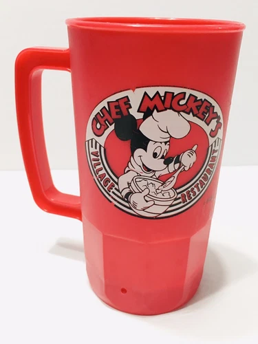 Chef Mickey Village Restaurant Vintage Disney Coca-Cola Plastic Handled 8oz Mug