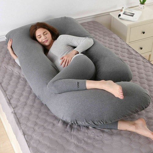 Pregnancy Pillow Maternity Belly Contoured Body Pillow with Knitted Pillowcase - Picture 2 of 8