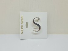 Letter "S" Initial Fashion Brooch Pin Lapel Pin Silver Tone