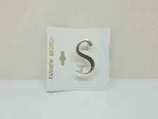 Letter "S" Initial Fashion Brooch Pin Lapel Pin Silver Tone