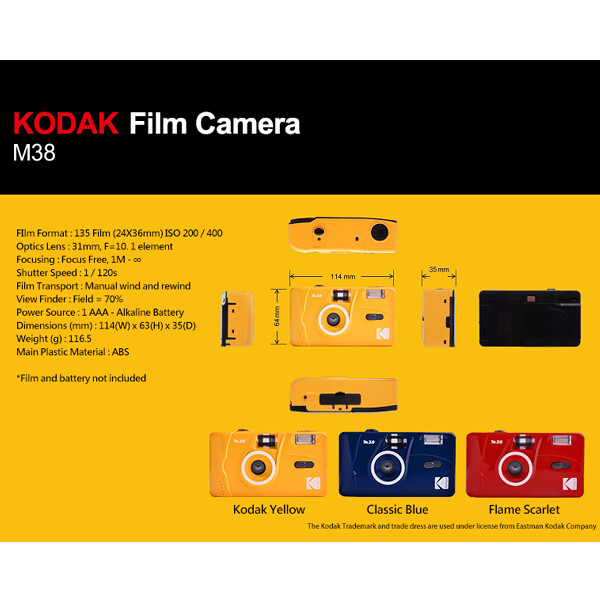 Kodak Vintage Retro M38 35mm Reusable NonDisposable Film Camera (Peach