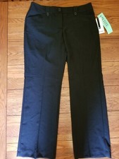 NWT Womens Nine West Dress Trouser Slacks Pants Black Buttons 10P Petites