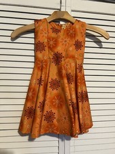 NIGERIAN AFRICAN Kids Girls Dress Size 4T Handmade Aline Sleeveless Orange