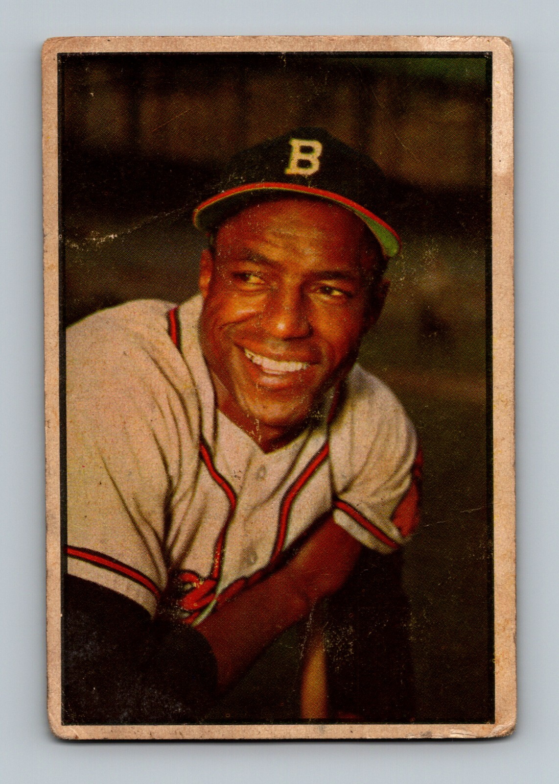 1953 Bowman Color #3 Sam Jethroe - LOW GRADE