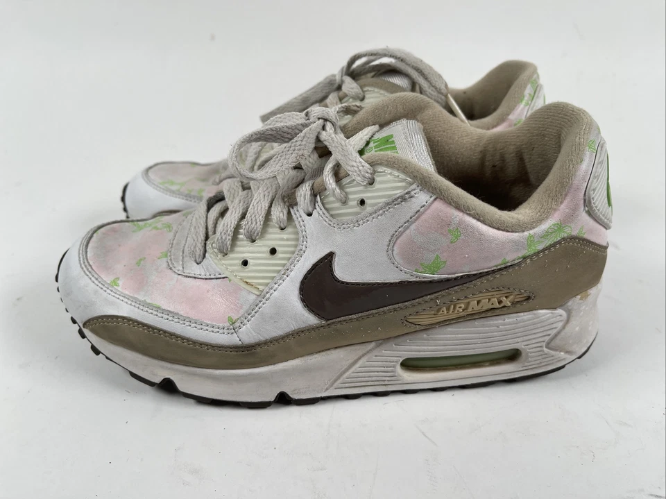 NIKE AIR MAX 90 CL Blanco Rosa Verde Hoja Correr NIÑOS GS 6Y 312153-101 Foto 3 de 4