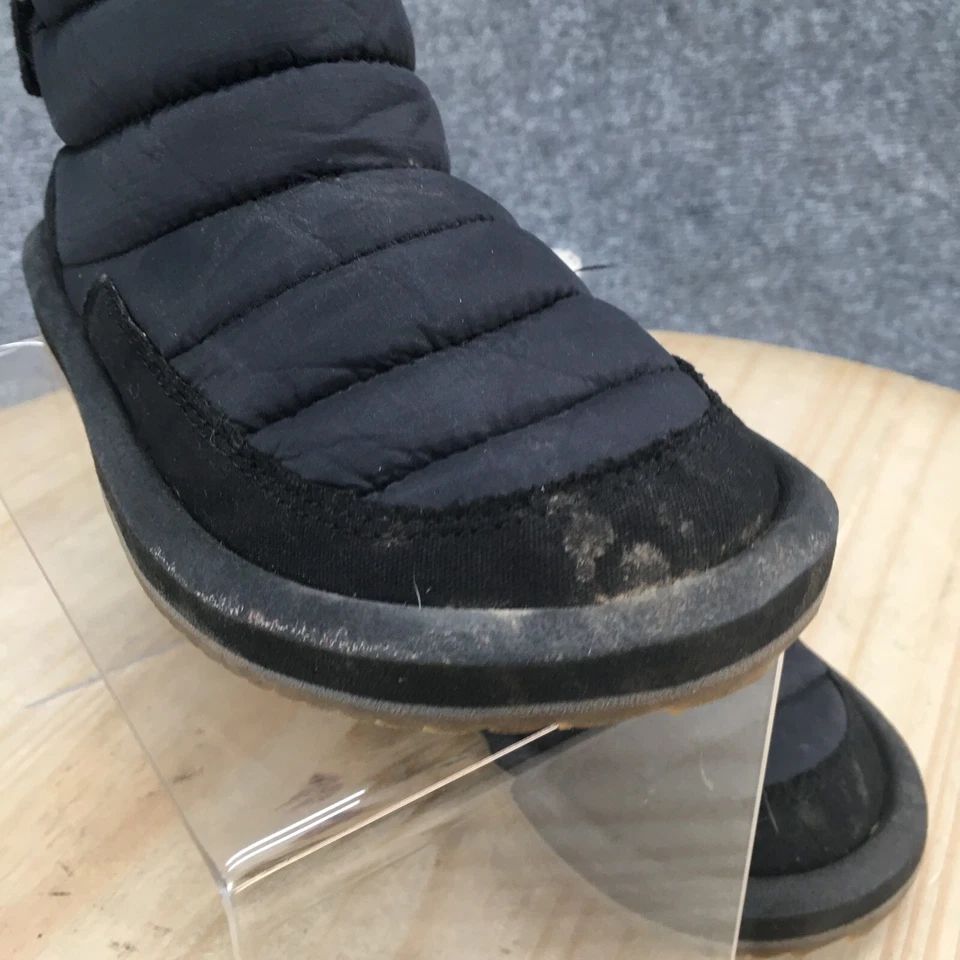 Sanuk Boots Youth 1 Boys Puff N Chill Slip On Winter Snow Bootie Black Fabric — 第 4/4 张图片