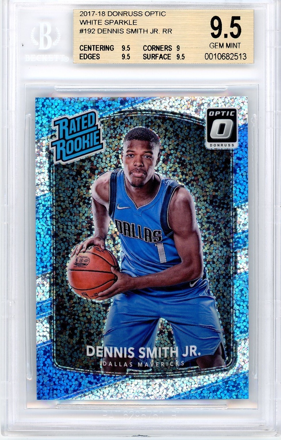 2017-18 Donruss Optic White Sparkle SSP Dennis Smith Jr. RC BGS 9.5 Rated Rookie
