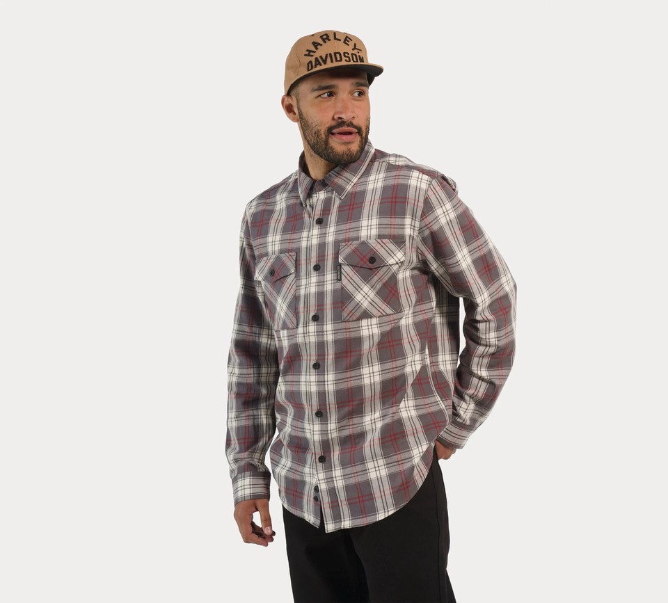 Harley Davidson Men's Essence Shirt Grey Plaid 9665223VM eBay