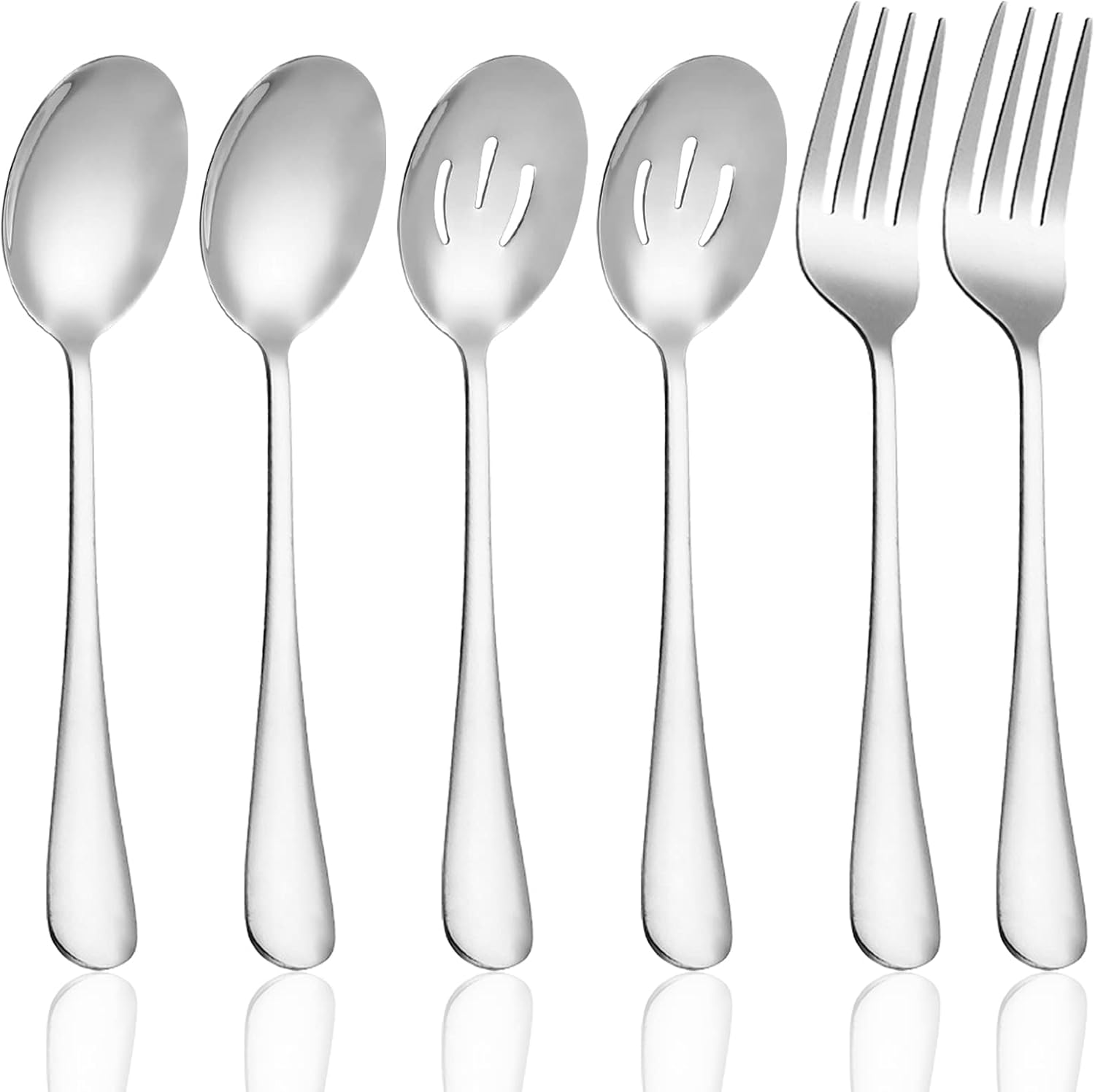 6 Pieces Large Serving Flatware Silverware Set,Findtop 2 Slotted Serving Spoon,2