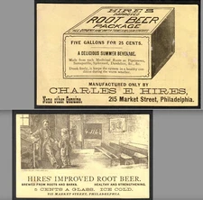 Very RARE c 1870's Hires Root Beer 5¢ Glass Errickson RM.12 Victorian Trade Card