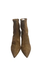 JUST FAB Khloy Stretch Stiletto Booties Tan Slip On Size 9.5 New With Box