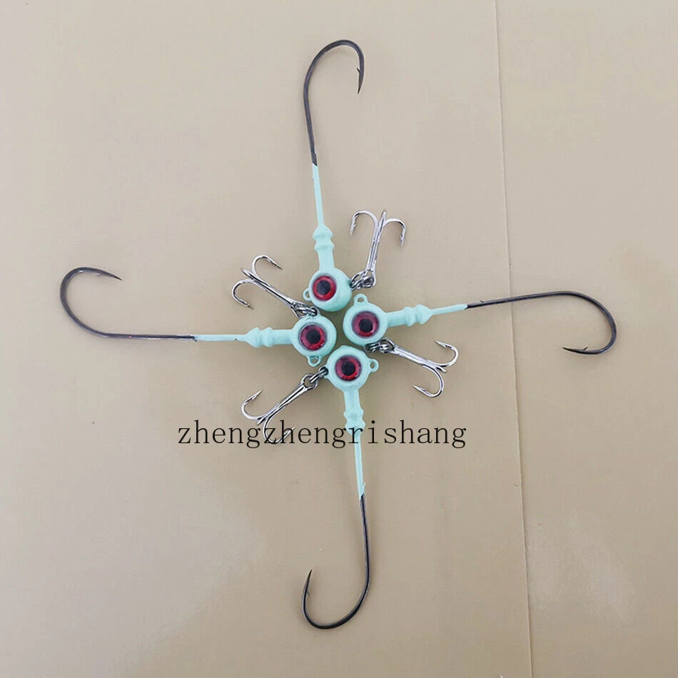 10pz Ganci da Pesca Jig Head Occhi Luminosi 3D Gancio per Pesca Basso - Immagine 3 di 4