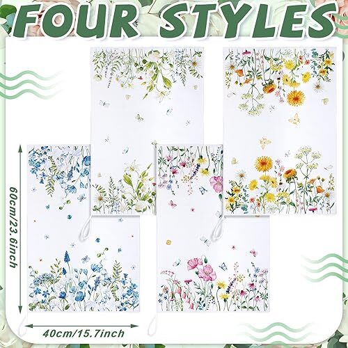 6 Pieces Floral Kitchen Towels Flamingo Dish Hand Towels Sunflower Daisy - Picture 4 of 7