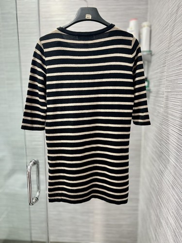 FOREVER 21 3/4 Sleeves Pullover Black & Beige Striped Sweater Dress Womens Small - Picture 6 of 7