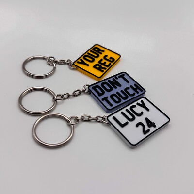 Customisable Car Number Plate Keyring - Personalised 3D Printed Reg Plate