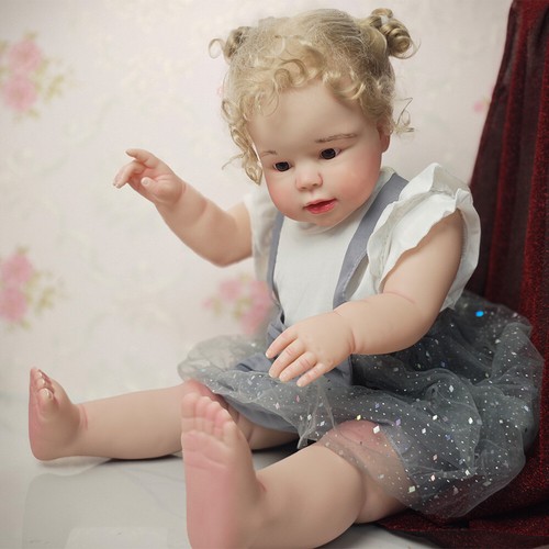 Fat 28" Künstler Reborn Baby Puppe Kleinkind Mädchen handgerootetes Haar mit Stoffkörper Geschenk - Bild 2 von 4
