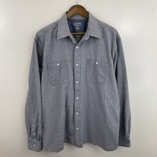 AUSTIN CLOTHING CO Shirt Mens XL Gray Striped Long Sleeve Button 100 Cotton