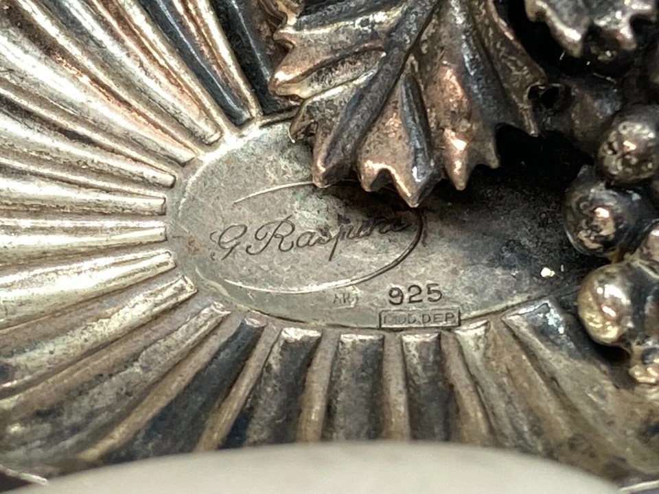 RASPINI G MINIATURA ARGENTO 925 MICROFUSIONE FRUTTA VINTAGE ITALIAN MADE FIRMATO - Immagine 3 di 4