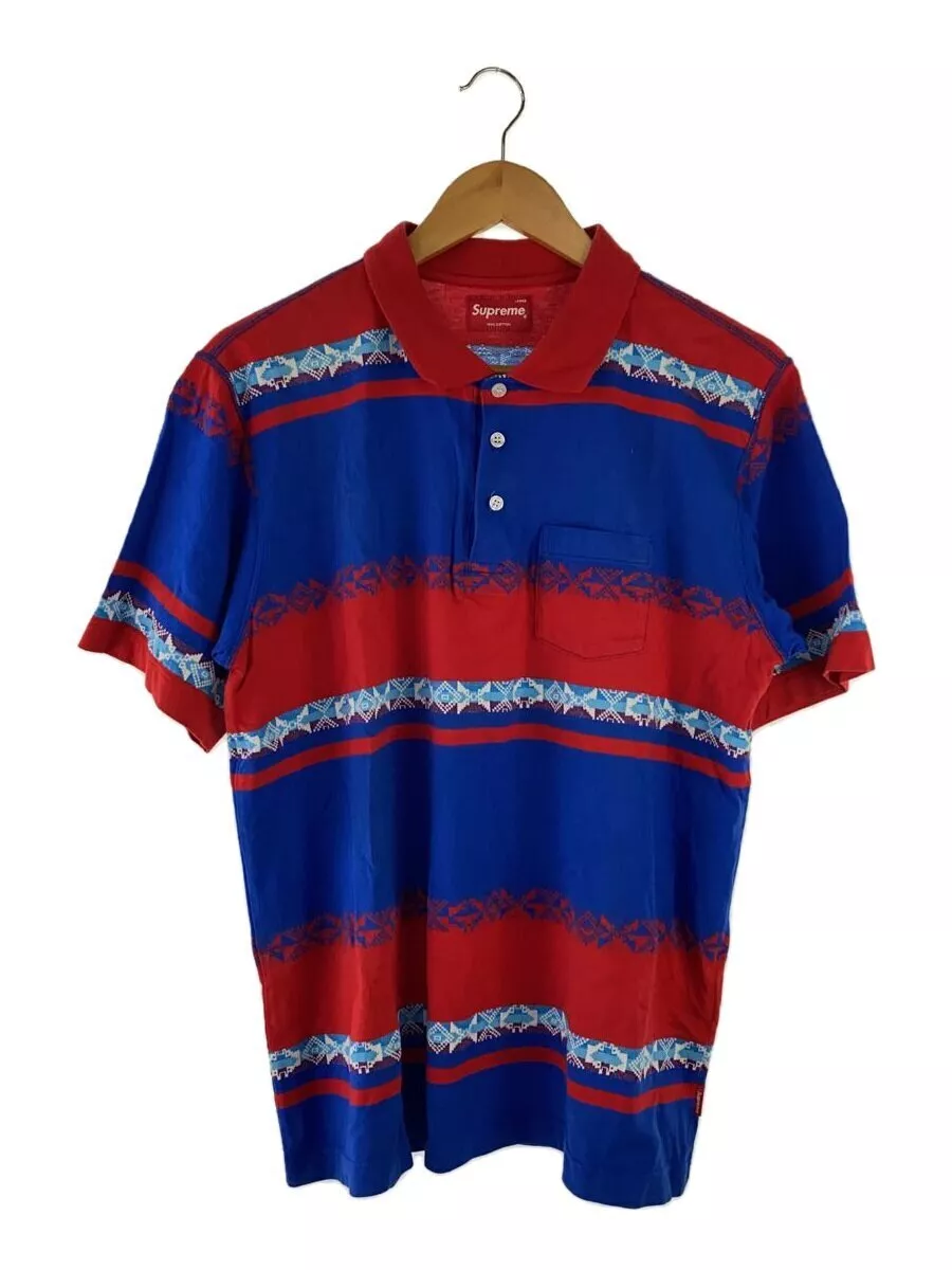 Supreme polo shirt/L/cotton/multicolor/Red Blue Used