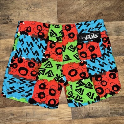 Vintage Surf Line Jams Shorts Mens Medium Colorful Made in USA 80s