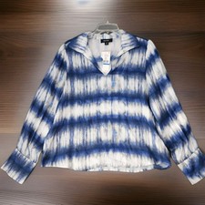 NWT Karen Kane Silky Ikat Print Women's Top Size XL Flowy Classy Blouson Chic