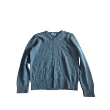 Polo Ralph Lauren Men's V Neck Sweater 100 Lambswool Dark Gray Size M