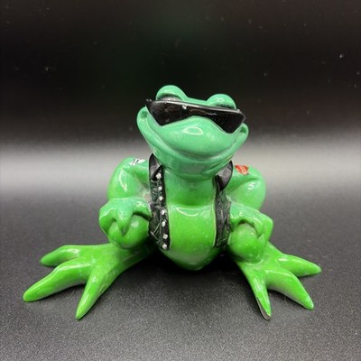 Kittys Critters Biker Frog 2012 Figurine Resin & Powdered Porcelain 3'' Tall Cute