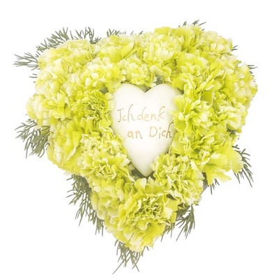 Grabgesteck Weidenherz D. 25cm mit Nelkenblüten grün CreaFlor Home