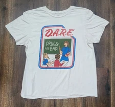 Vintage D.A.R.E. Drugs Are Nad Shirt Mens L White Graphic Short Sleeve