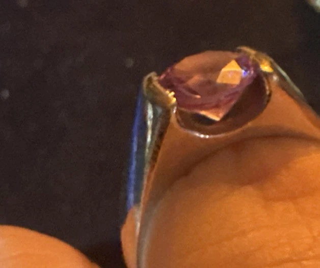 Anel masculino feminino pulseira de aço inoxidável rosa pedra folheada a prata tamanho 7,5 - Imagem 4 de 4