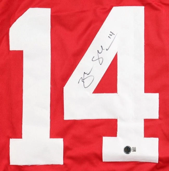 Camiseta deportiva de hockey roja firmada por Brendan Shanahan Detroit BAS Foto 2 de 3