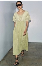 ZARA WOMAN SS26 PISTACHIO EMBROIDERED PLEATED DRESS ZW SIZE M 7521/063/511