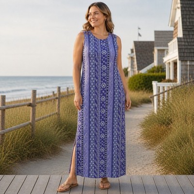 Vintage Sag Harbor Womens Maxi Dress Size 14 Coastal Boho Modest Resort Summer