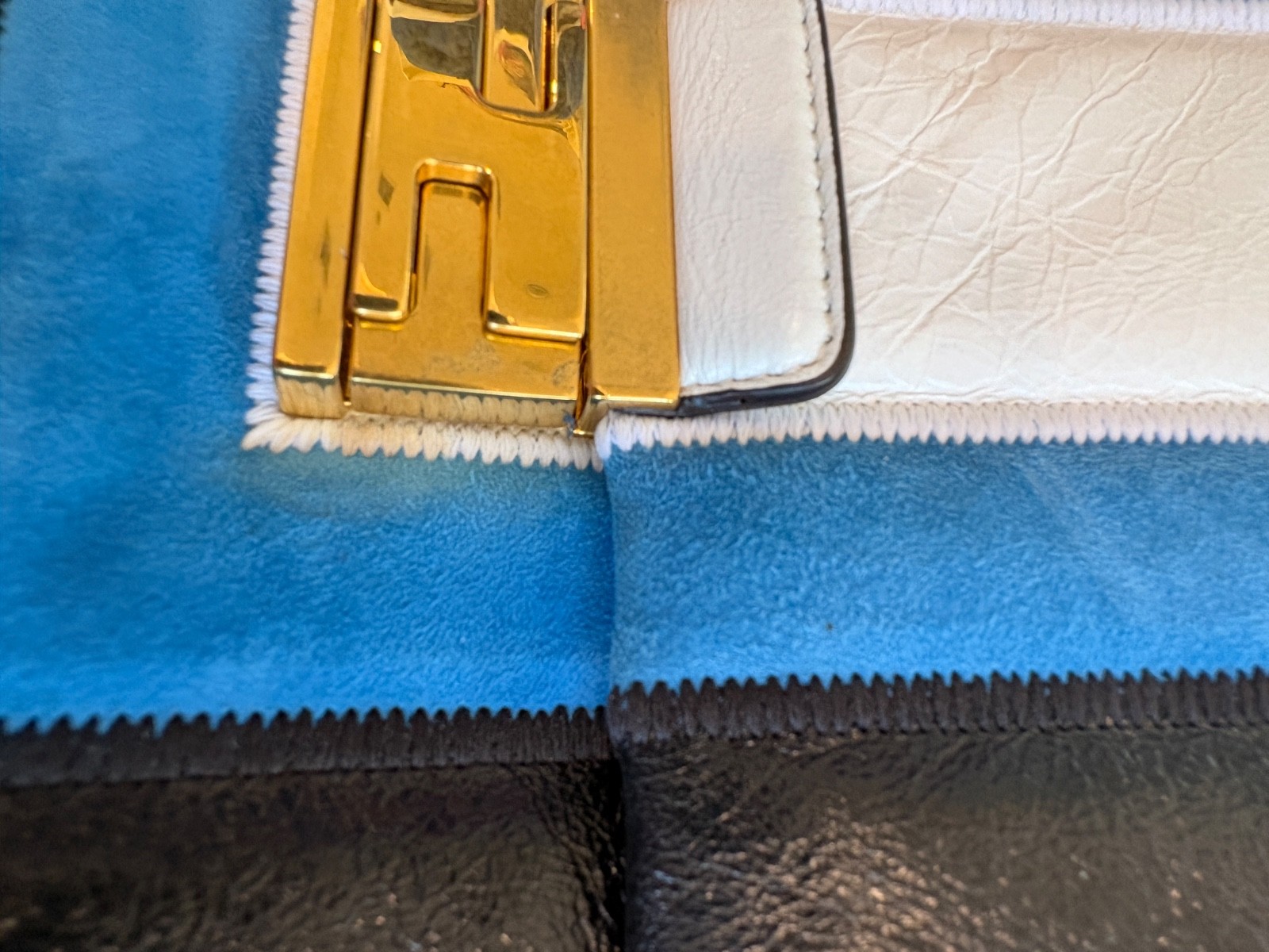 Fendi Kan U Patchwork Suede Leather Shoulder Bag … - image 13