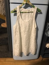 H&M WHITE LACE SLEEVELESS LINED SHIFT DRESS HOLIDAY SUMMER CHEST36-38