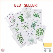Sereniseed Certified Organic Herb Seeds 10-Pack   Non GMO, Heirloom   Seed Sta