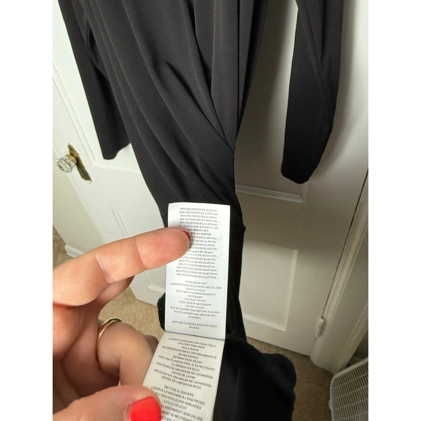 Abito Michael Kors nero elasticizzato manica lunga floreale abbellimento oro taglia XL