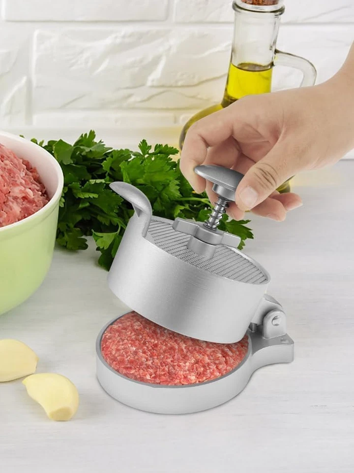 Pressa per Hamburger Regolabile in Altezza in Alluminio Pressofuso Antiaderente  - Immagine 2 di 4